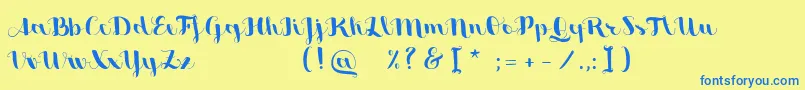 SweetheartScriptFree Font – Blue Fonts on Yellow Background