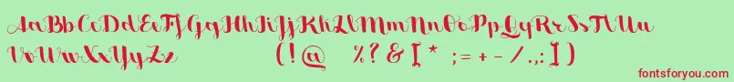 SweetheartScriptFree Font – Red Fonts on Green Background