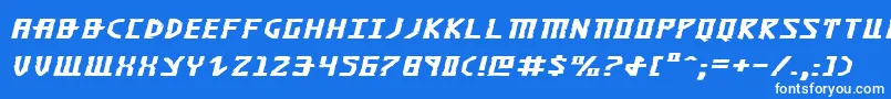 フォントKhazadei – 青い背景に白い文字