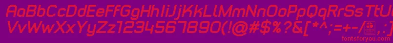 TypoStyleBoldItalicDemo-fontti – punaiset fontit violetilla taustalla