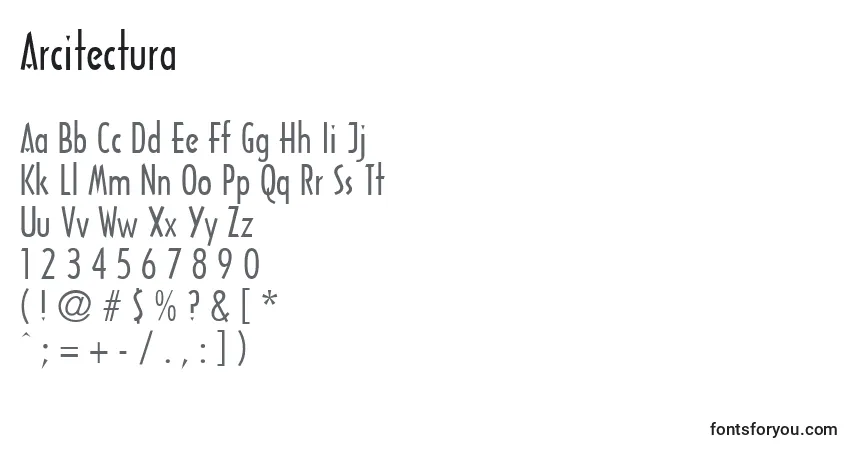 Шрифт Arcitectura – алфавит, цифры, специальные символы