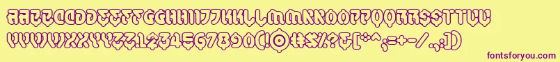 Fonte SamuraicabcoOutlineBb – fontes roxas em um fundo amarelo