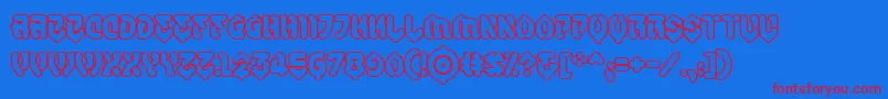 Fonte SamuraicabcoOutlineBb – fontes vermelhas em um fundo azul