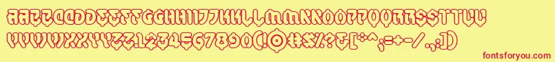 SamuraicabcoOutlineBb-fontti – punaiset fontit keltaisella taustalla