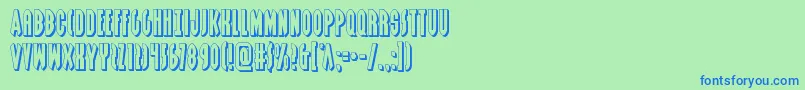 Grendelsmother3D-Schriftart – Blaue Schriften auf grünem Hintergrund