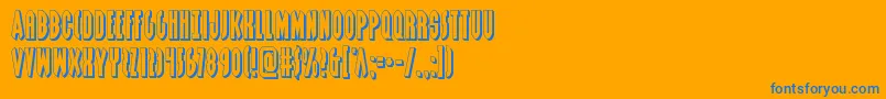 Grendelsmother3D-Schriftart – Blaue Schriften auf orangefarbenem Hintergrund