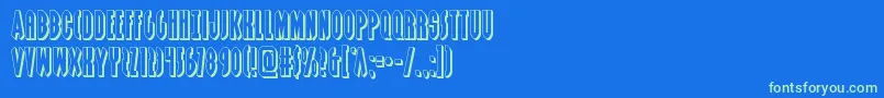 Grendelsmother3D-Schriftart – Grüne Schriften auf blauem Hintergrund