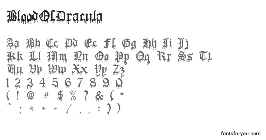 A fonte BloodOfDracula – alfabeto, números, caracteres especiais