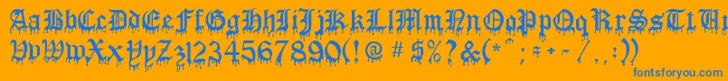 More about BloodOfDracula Font BloodOfDracula Font – Blue Fonts on Orange Background