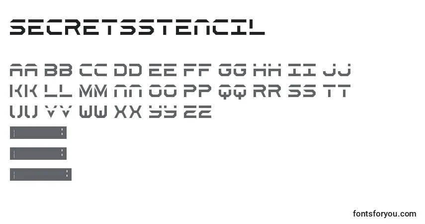 Шрифт SecretsStencil – алфавит, цифры, специальные символы