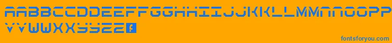 SecretsStencil-Schriftart – Blaue Schriften auf orangefarbenem Hintergrund