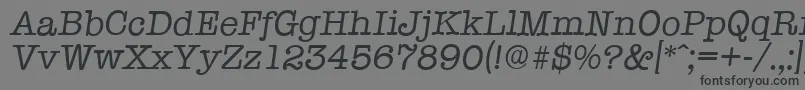 TypewriterserialItalic-fontti – mustat fontit harmaalla taustalla