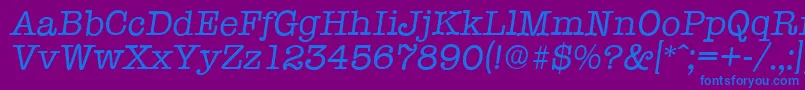 TypewriterserialItalic Font – Blue Fonts on Purple Background