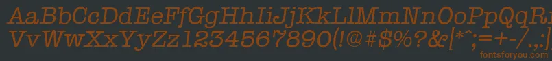 Fonte TypewriterserialItalic – fontes marrons em um fundo preto