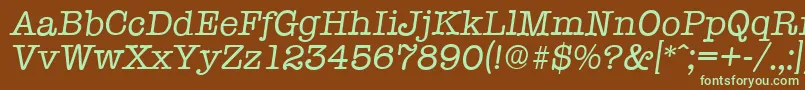 Czcionka TypewriterserialItalic – zielone czcionki na brązowym tle
