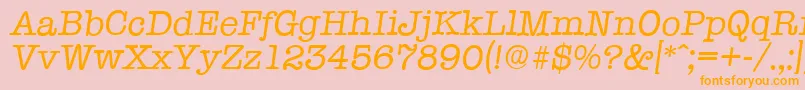 TypewriterserialItalic-Schriftart – Orangefarbene Schriften auf rosa Hintergrund