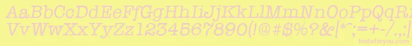 TypewriterserialItalic-fontti – vaaleanpunaiset fontit keltaisella taustalla