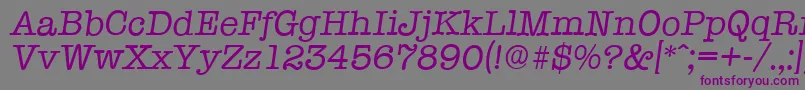 Czcionka TypewriterserialItalic – fioletowe czcionki na szarym tle