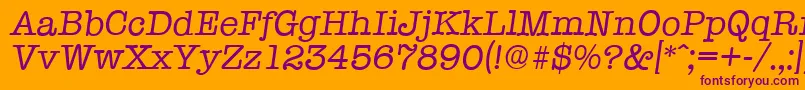fuente TypewriterserialItalic – Fuentes Moradas Sobre Fondo Naranja