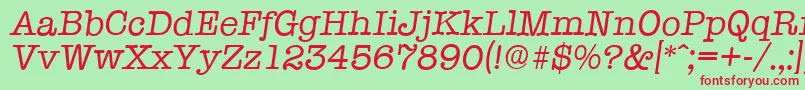 TypewriterserialItalic Font – Red Fonts on Green Background