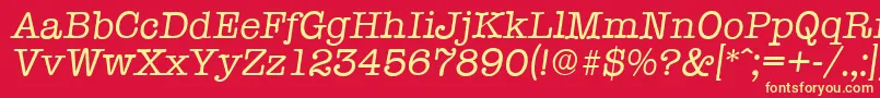 TypewriterserialItalic Font – Yellow Fonts on Red Background