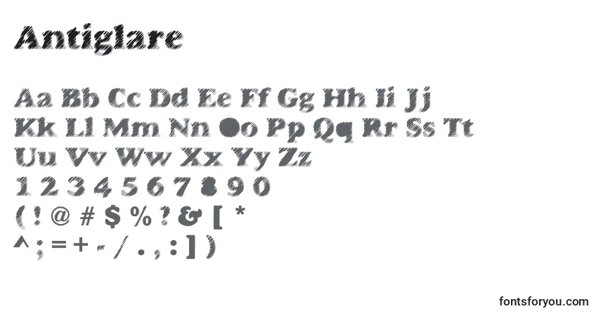 A fonte Antiglare – alfabeto, números, caracteres especiais