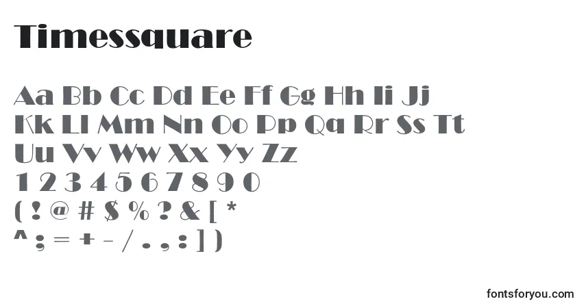 Czcionka Timessquare – alfabet, cyfry, specjalne znaki