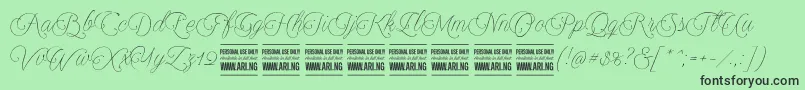 Encinascript2Personal Font – Black Fonts on Green Background