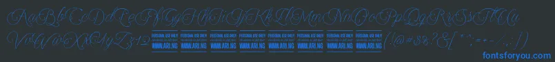 Encinascript2Personal Font – Blue Fonts on Black Background
