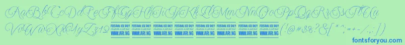 Encinascript2Personal Font – Blue Fonts on Green Background