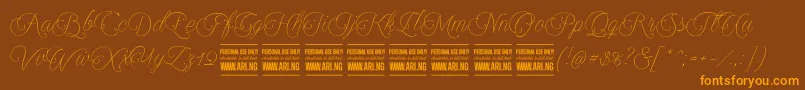 Encinascript2Personal Font – Orange Fonts on Brown Background