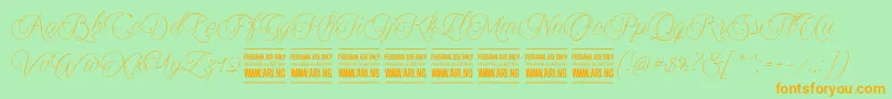 Encinascript2Personal Font – Orange Fonts on Green Background