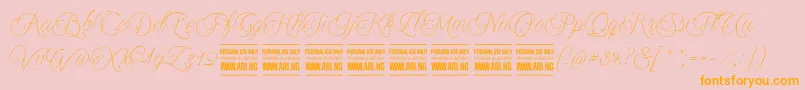 Encinascript2Personal Font – Orange Fonts on Pink Background