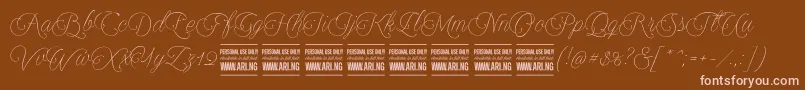 Encinascript2Personal Font – Pink Fonts on Brown Background