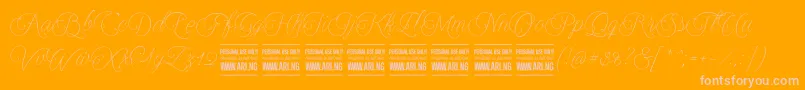 Encinascript2Personal Font – Pink Fonts on Orange Background
