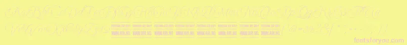 Encinascript2Personal Font – Pink Fonts on Yellow Background