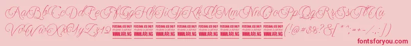 Encinascript2Personal Font – Red Fonts on Pink Background