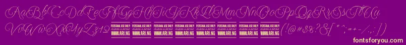Encinascript2Personal-Schriftart – Gelbe Schriften auf violettem Hintergrund
