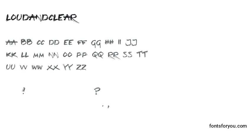 Czcionka LoudAndClear – alfabet, cyfry, specjalne znaki
