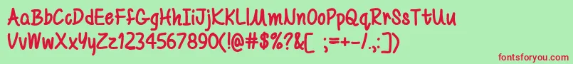 MfBeYourself Font – Red Fonts on Green Background