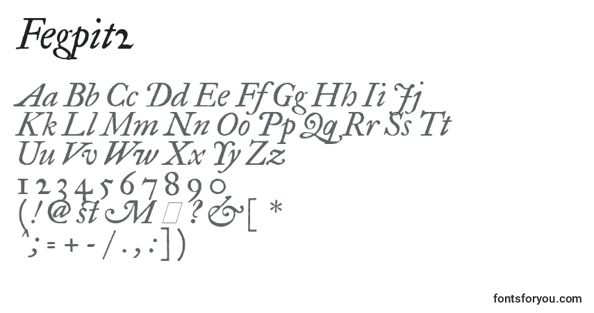 A fonte Fegpit2 – alfabeto, números, caracteres especiais