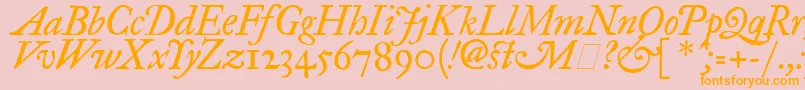 Fegpit2-Schriftart – Orangefarbene Schriften auf rosa Hintergrund