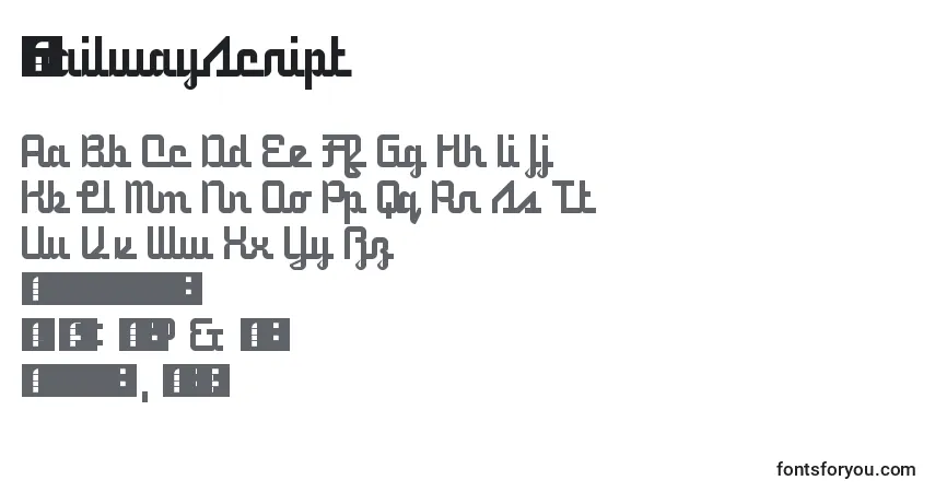 Czcionka 5railwayScript – alfabet, cyfry, specjalne znaki