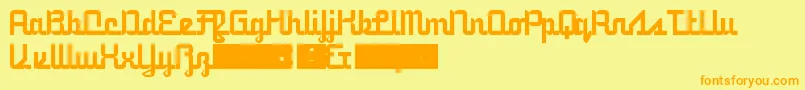 フォント5railwayScript – オレンジの文字が黄色の背景にあります。