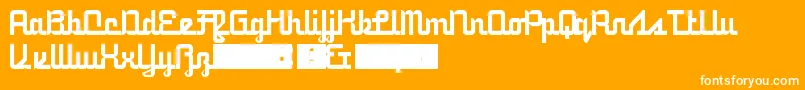 5railwayScript-Schriftart – Weiße Schriften auf orangefarbenem Hintergrund