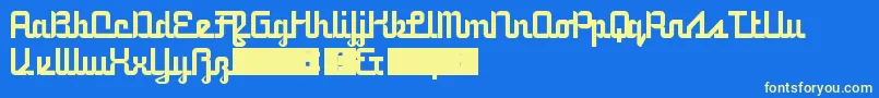 5railwayScript Font – Yellow Fonts on Blue Background