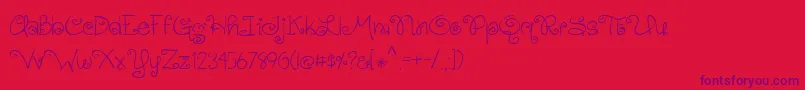 Więcej informacji o czcionce BmdGingersnaps Czcionka BmdGingersnaps – fioletowe czcionki na czerwonym tle