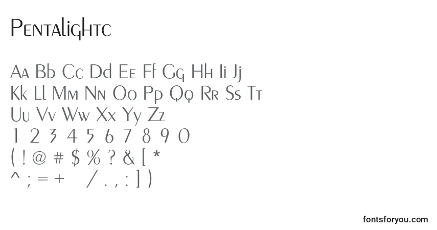 Pentalightc Font – alphabet, numbers, special characters
