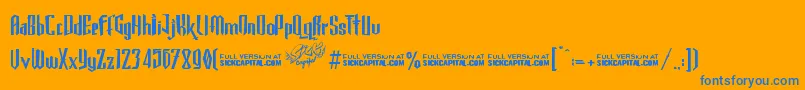 GothickellashortFree Font – Blue Fonts on Orange Background