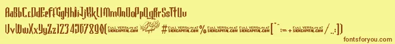 GothickellashortFree Font – Brown Fonts on Yellow Background